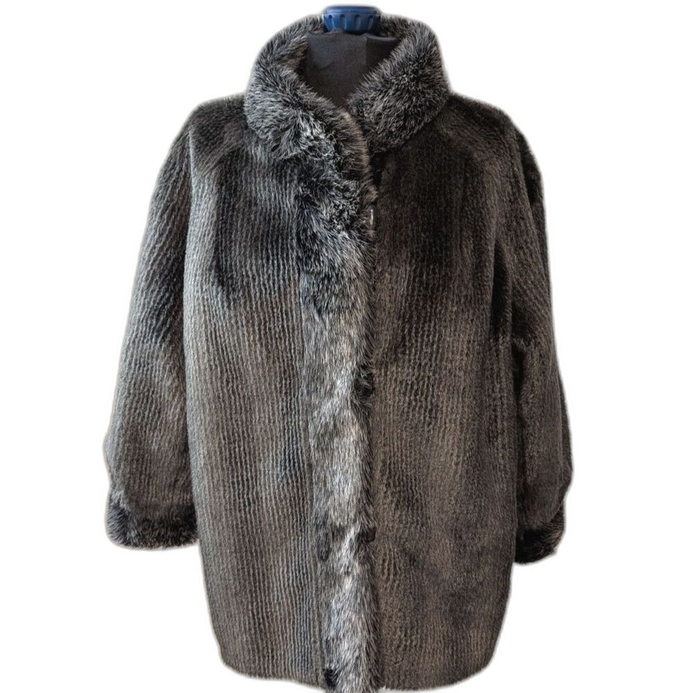 Faux Fur Reversible Winter/Rain Coat, size 16
